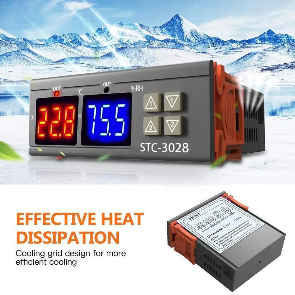 

1Pcs 12V/24V/220V STC-3028 Temperature Controller Thermostat Controller Humidity Control Thermometer STC-1000 Hygrometer B8N3