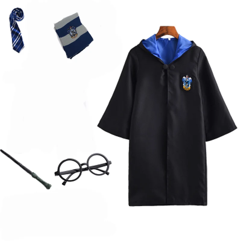 Халат накидка плащ с галстуком шарф палочка Поттер очки Ravenclaw Gryffindor Hufflepuff костюм Слизерин для взрослых Поттер Косплей - Цвет: 12