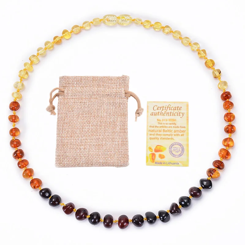 2020 Natural Baltic Teething Ambers Necklace for Baby Children Amber Necklace Handmade Original Irregular Amber Beads Jewelry