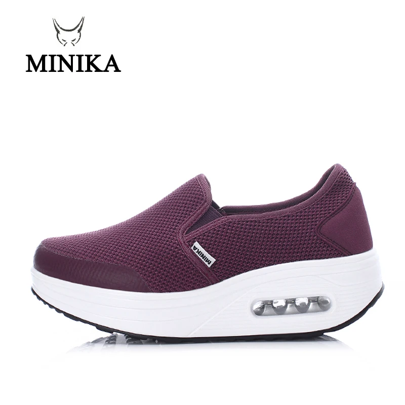 Minika/фиолетовая женская обувь без шнуровки Обувь для прогулок шопинга Кроссовки
