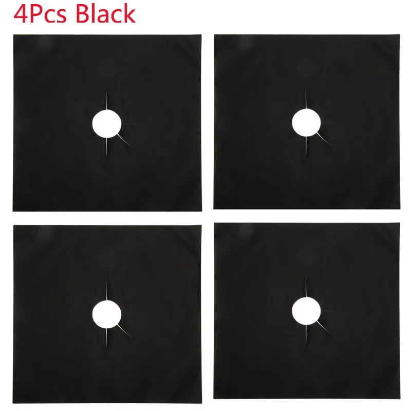 4Pcs Black Газовые протекторы для плиты крышка лайнер алюминиевая фольга чистый коврик плита протектор кухонные аксессуары - Цвет: 4Pcs Black