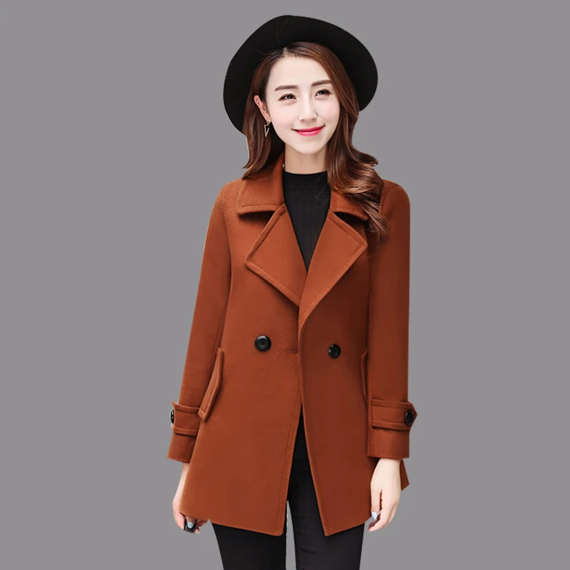 caramel colour Эксклюзивное шерстяное пальто женское маленькое зимнее новое шерстяное средней длины большого размера тонкое темпераментное осеннее зимнее шерстяное пальто для женщин - Цвет: caramel colour