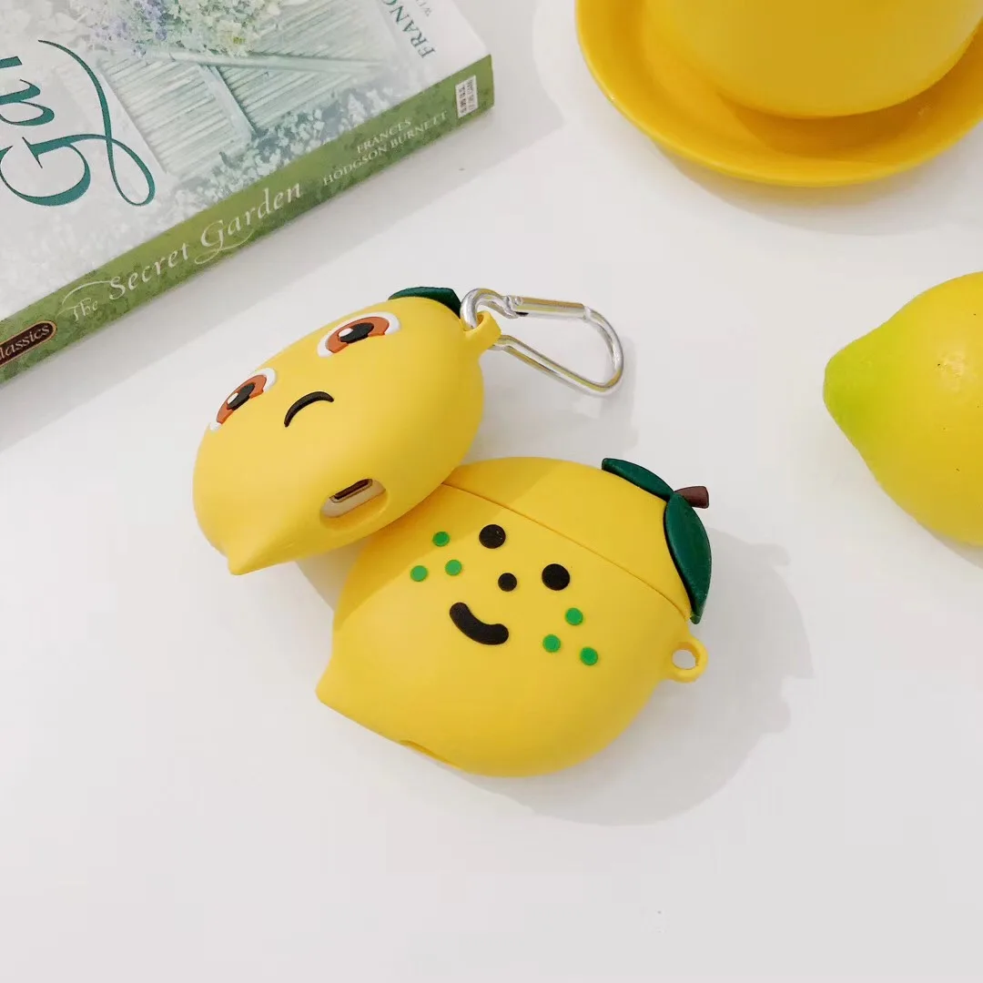 3D милый fat banana expression pack lemon Bluetooth беспроводная гарнитура Набор силиконовый чехол для гарнитура для airpods защитный чехол