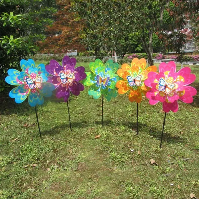 New Wind Spinner Windmill Toys garden decoration outdoor Insect Cartoon Butterfly Kids Children Toy Gifts Yard Wheel