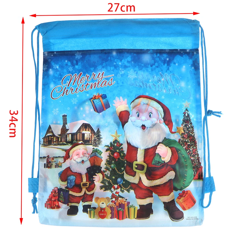 Подарок на Рождество/конфеты мешок Санта Клаус шнурок большой рюкзак дети год банкет Чулки Подарки держатели сумки дома Рождество вечерние - Цвет: 34cmx27cm