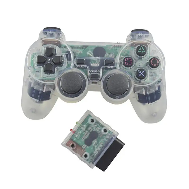 For Sony plastation 2 PS2 Transparent Color Wireless Gamepad 2.4G  Joystick Blutooth Game Controller for ps2 gamepad 