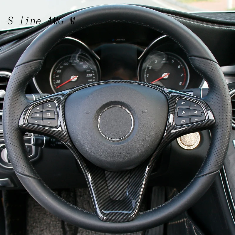 Автомобильный стиль, углеродное волокно, стиль для Mercedes Benz A GLA CLA, класс W176 X156 C117, кнопка на руль, рамка, чехлы, наклейки, отделка