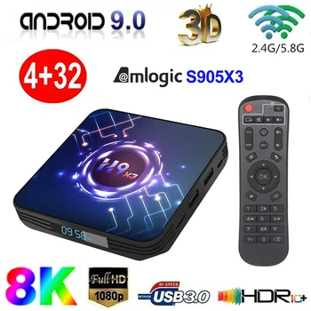 

Network Android 9.0 4GB+32GB Smart TV Set Top Box 4KHD Quad Core Media Player With Power Adapter US Plug Mayitr