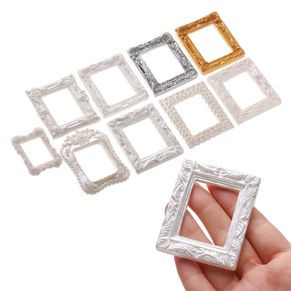 

2 Pcs 1/12 Dollhouse Miniature Accessories Resin Photo Frame Simulation Furniture Model Toy for Children Doll House Decoration