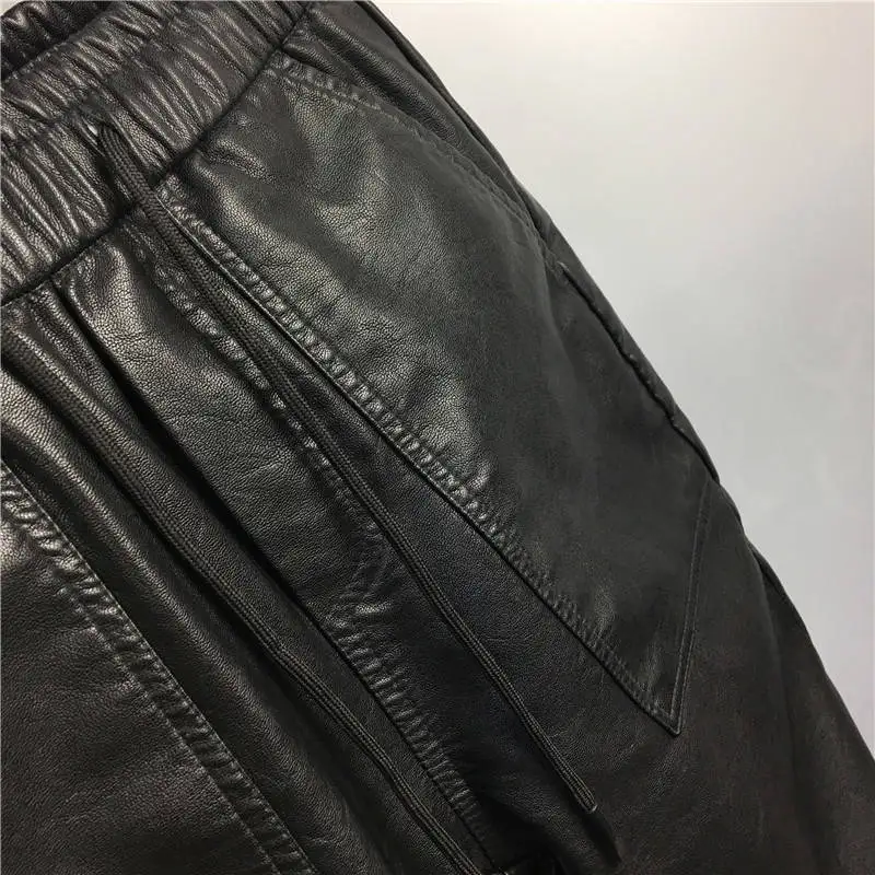 Idopy Men's Winter Faux Leather Harem Pants Elastic Waist Drawstring PU Joggings Trousers For Male men jogger pants men harem pants men jogger sweatpants