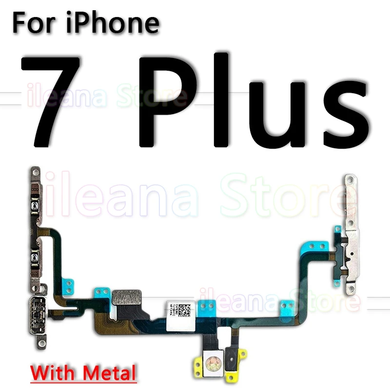 Кнопка отключения звука и регулировки громкости гибкий кабель для iPhone 7 8 Plus X Xs Max XR с металлической заменой - Цвет: For iPhone 7 Plus