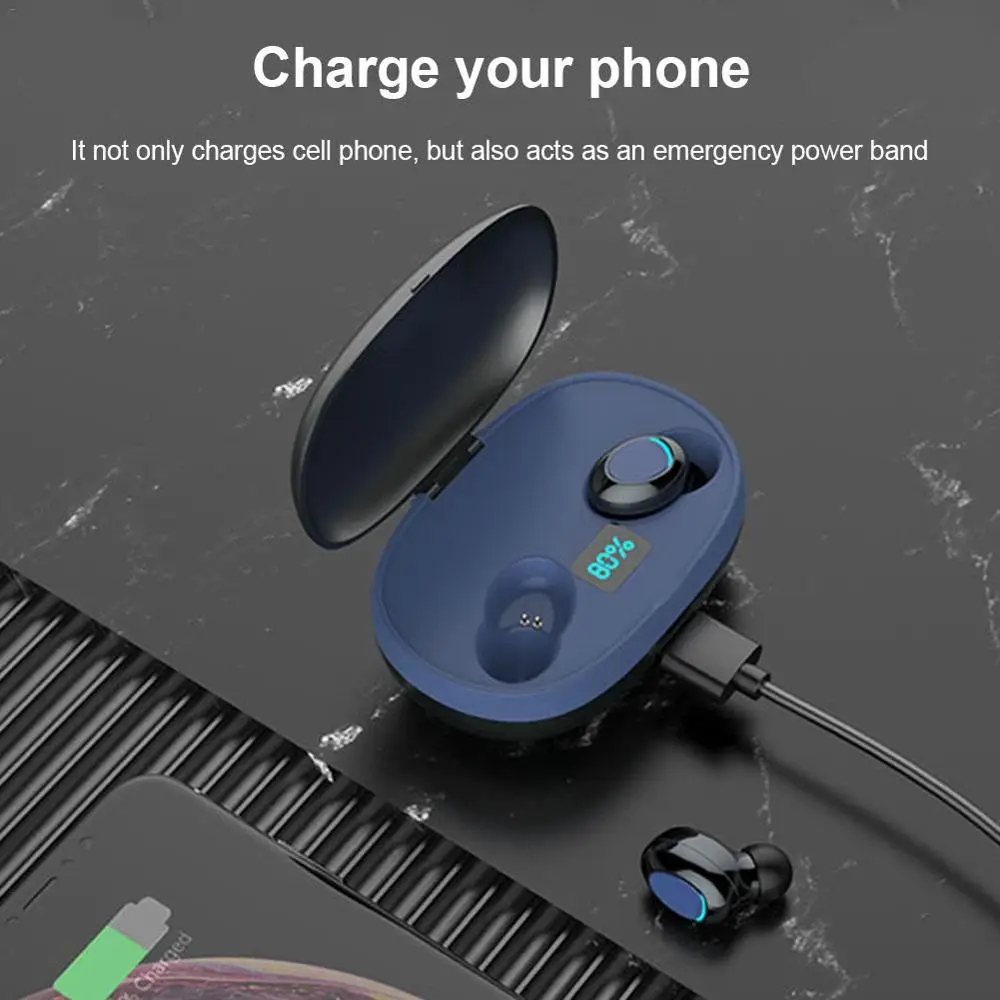 T3S TWS Bluetooth наушники Светодиодный дисплей питания истинные беспроводные двойные наушники мини невидимые наушники черный белый Высокое качество