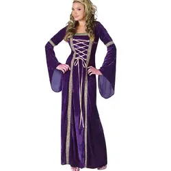 Королева Возрождения костюм женские ролевые игры для взрослых в средневековом стиле темно-фиолетовое длинное платье Хэллоуин костюм для