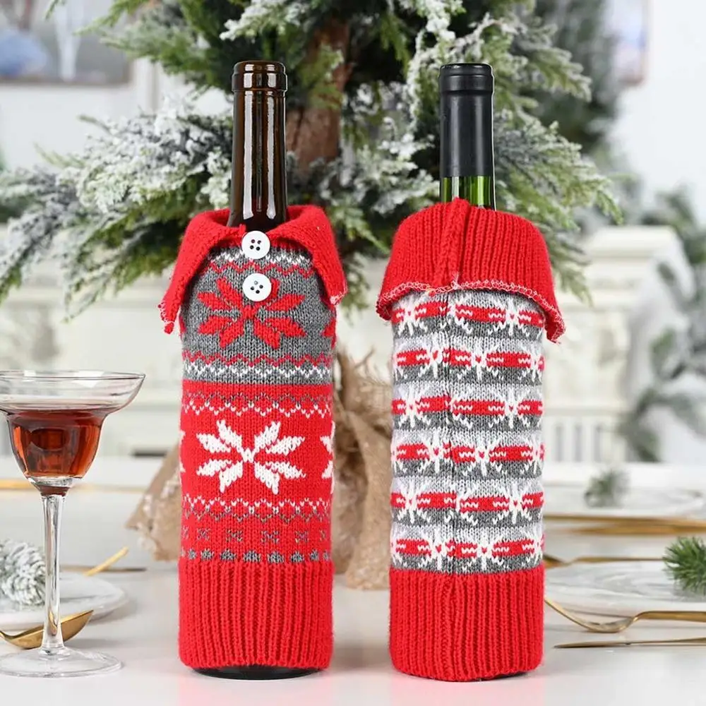 Merry wino Рождественская крышка для бутылки рождественские праздничные вечерние украшения для стола рождественские украшения для подарков для дома# FO11