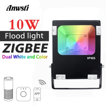

GLEDOPTO ZIGBEE LED Floodlight 10W RGBCCT IP65 Waterproof Outdoor Smart LED Flood Light 220V 110V 230V AC Zigbee Light Echo Plus