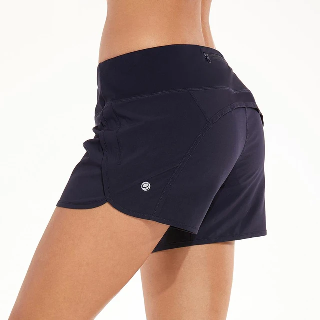 US $17.59 Womens Workout Sports Running Shorts Pants With Zip Pocket  4 inch