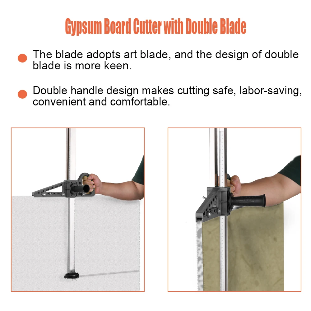 

Manual High Accuracy Portable Gypsum Board Cutter Push Drywall Cutting Artifact Tool with Double Blade & 20-600mm Cutting Range