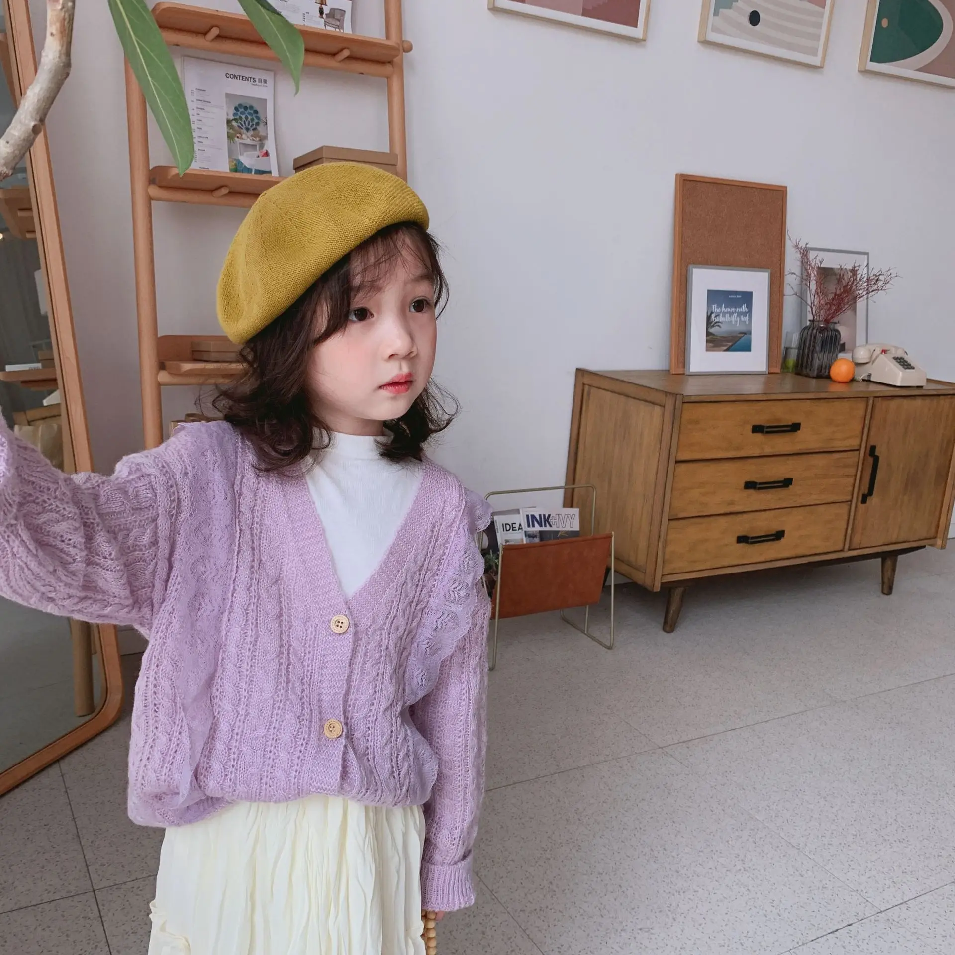 Кардиган для маленьких девочек 2, 3, 4, 5, 6, 7 лет, весенне-осенний Модный корейский вязаный кардиган, детская одежда, Новое поступление, Свитера для маленьких девочек