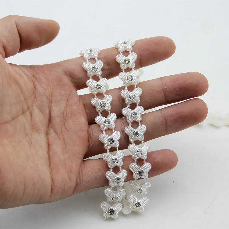 2Yard Butterfly Moasic Drill Pearl Beads DIY Crafts Supplies Jewelry Findings Decor Bridal Wedding Dress Garment Cloth Accessory