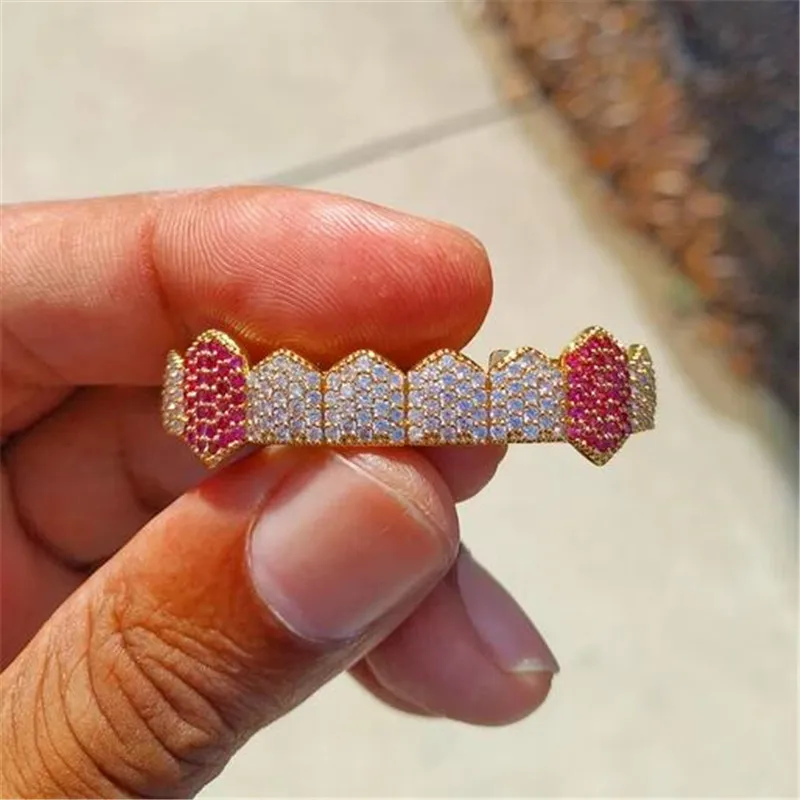 Хип хоп Iced Out микро Pave Полный CZ зубы Grillz дно Шарм грили для мужчин женщин ювелирные изделия Золото Серебро Цвет