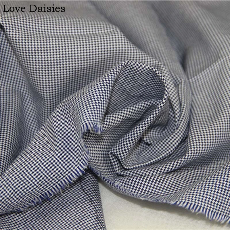 Хлопок темно-синяя пряжа окрашенная мини решетки в клетку Хаундстут ткани для DIY летняя модная блуза рубашка платье