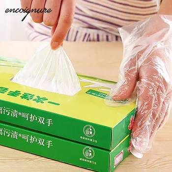 

Transparent Gloves Plastic Clear Disposable Restaurant Home Food Baking Tool 200Pcs Guantes Desechables одноразовые перчатки