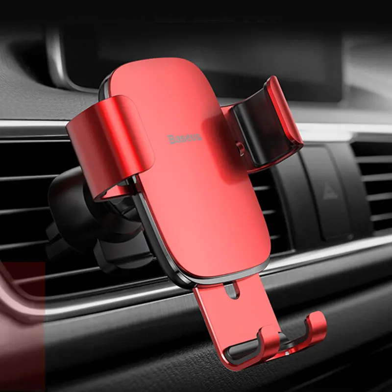 Baseus Air Outlet держатель для телефона в автомобиле авто-блокировка гравитационный Автомобильный держатель Универсальный держатель для телефона подставка крепление для iPhone 11 Pro X Xs 7 - Цвет: Phone Holder Red