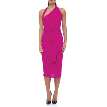 

Wholesale 2020 summer woman's dress black Rose Red Halter Bodycon Dress celebrity boutique cocktail party bandage dress