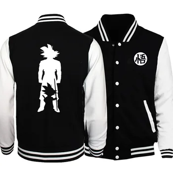 

Men fashion Dragon Ball print baseball uniform black fleece sweatshirt 2019 autumn winter long-sleeved slim fit streetwear coats