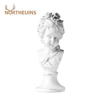 

NORTHEUINS Little Girl Miniature Statues Nordic Character Figurines for Interior Decorative Sculpture Home Decoration Accessorie