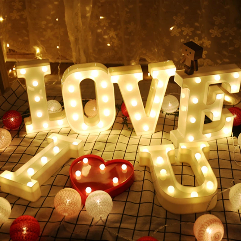 

Letter LED Lights Alphabet 0-9 Digital LED Lights Marquee Sign Number Lamp Decoration Light For Party Wedding Birthday Christmas