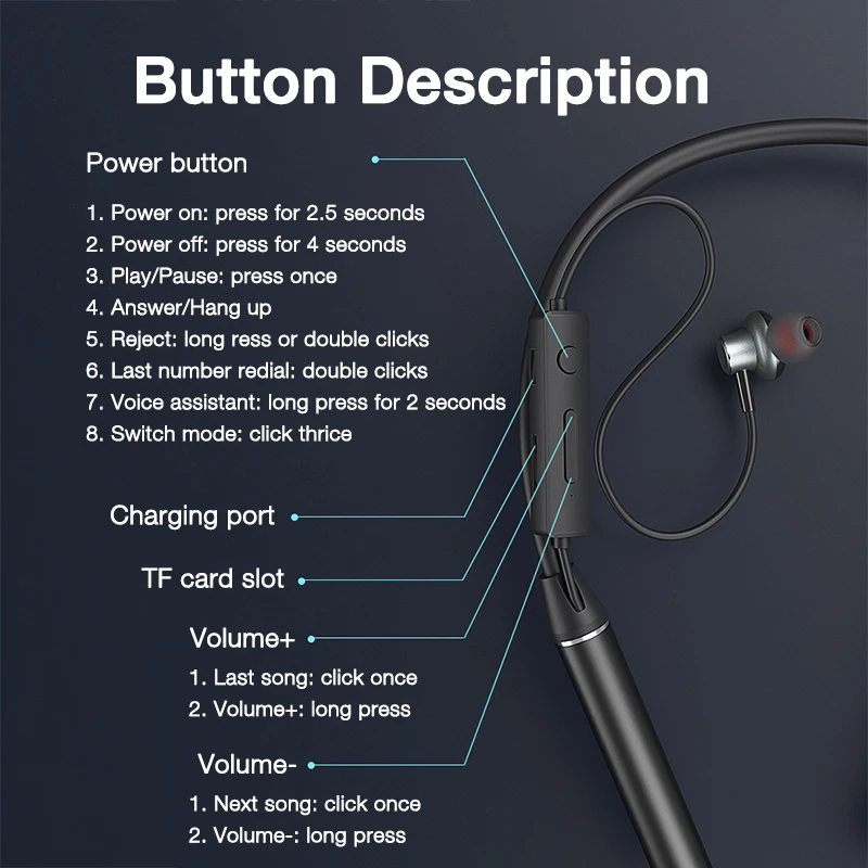 Bluetooth Headphones 1000mAh Bluetooth Headphone with Mic Wireless Headphones Bass Music Headset Stereo Sport Earbuds