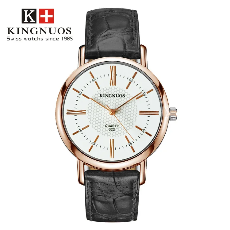 

KINGNUOS Fashion Rose Gold Roman Number Belt Watch Men and Women Romantic Lovers Watch Student Belt Watch Water Resistant Clock