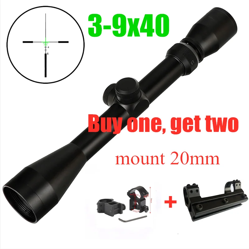 20mm 3-9X40 охотничий Воздушный прицел для винтовки провод дальномер Сетка арбалет или Mil точка Сетка прицел тактический оптические прицелы - Цвет: 20mm