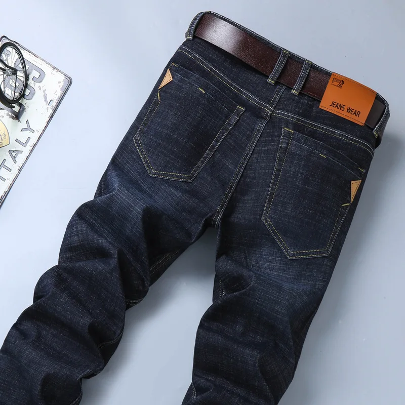 Мужские джинсы прямые брюки классические мужские джинсовые эластичные модные