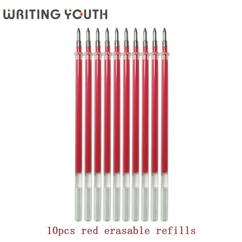 10pcs red 10 шт./компл. стираемая ручка 0,5 мм чернила пишущая ручка Волшебный Гель Ручка канцелярия для учеников 8 цветов на выбор - Цвет: 10pcs red
