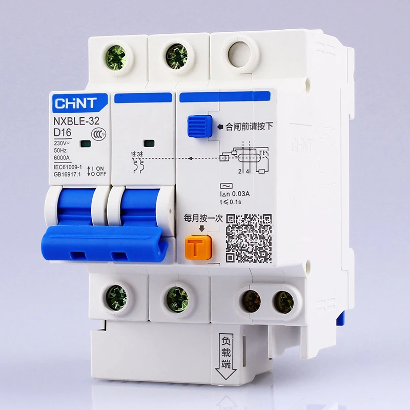CHINT AC230/400 V NXBLE-32 2P устройство остаточного тока D6 10 16 20 25 32A Тип D защита от короткого замыкания от перегрузки Автоматический выключатель