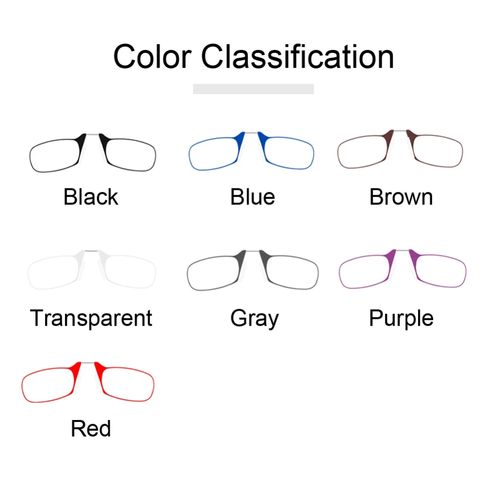 Mini Nose Clip on Reading Glasses Men Women Rimless Portable Magnifying Presbyopic Glasses Eyewear Eyeglass Hanger Clip Glasses Holder