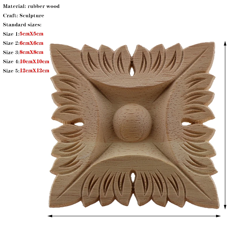RUNBAZEF European Carved Unpainted Retro Mouldings Wood Applique Wood Decal Long Oval Rubber Home Furniture Walls