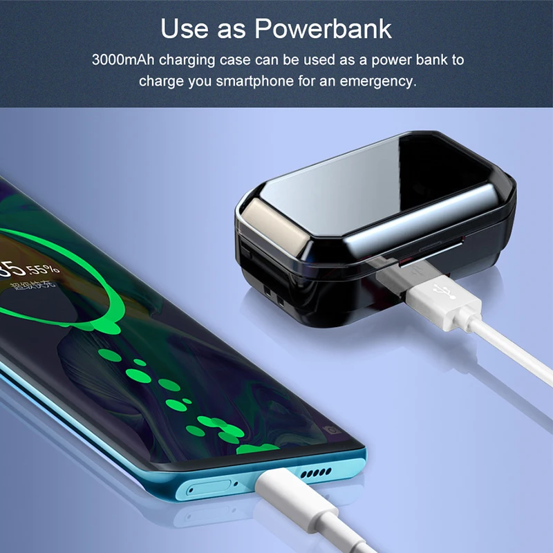 TWS T3S Bluetooth 5,0 True беспроводной футляр для наушников 3300 мАч 6D стерео гарнитуры bluebooth наушники IPX6 Водонепроницаемый дисплей питания