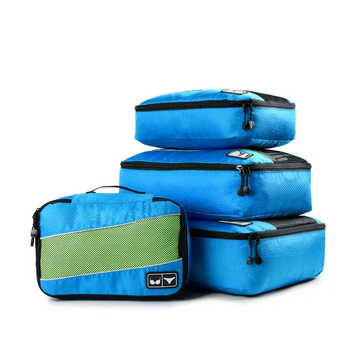Qiyuer дорожные сумки Упаковка кубики для верхней одежды рубашки бюстгальтеры нейлон дышащий для мужчин и женщин путешествия чемодан Органайзер куб набор - Цвет: Blue
