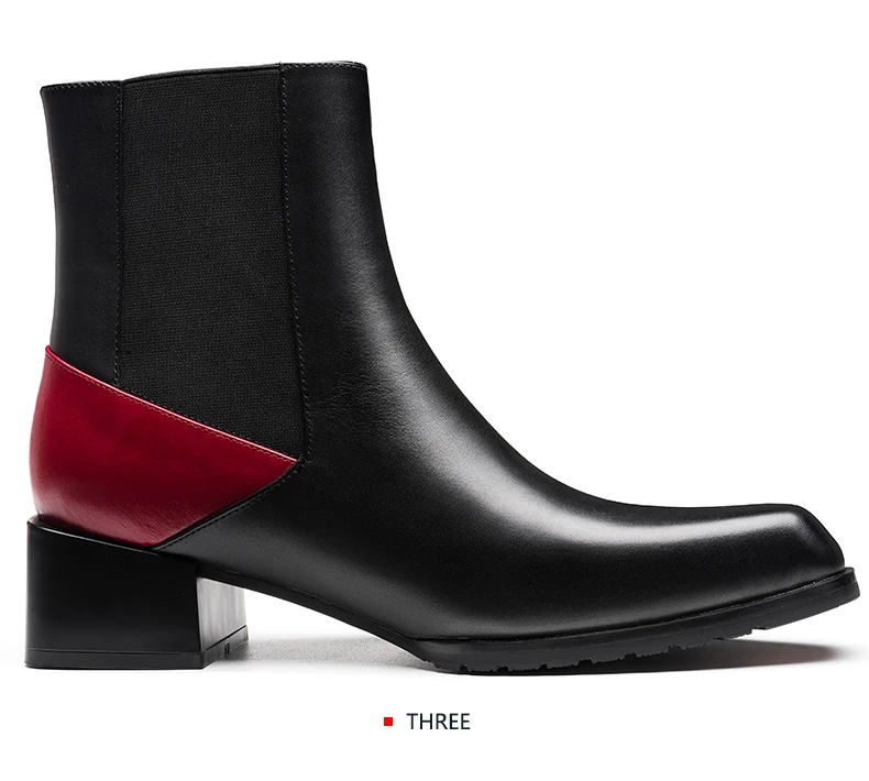 Мужские ботинки на высоком каблуке 5 см из натуральной кожи с квадратным носком; цвет черный, смешанный, красный; кожаные ботинки; красивые мужские свадебные и вечерние ботильоны