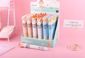 

10 color young girl multicolor ballpoint pen cartoon school stationery prize kawaii hand account pen office write pen 30pc/lot