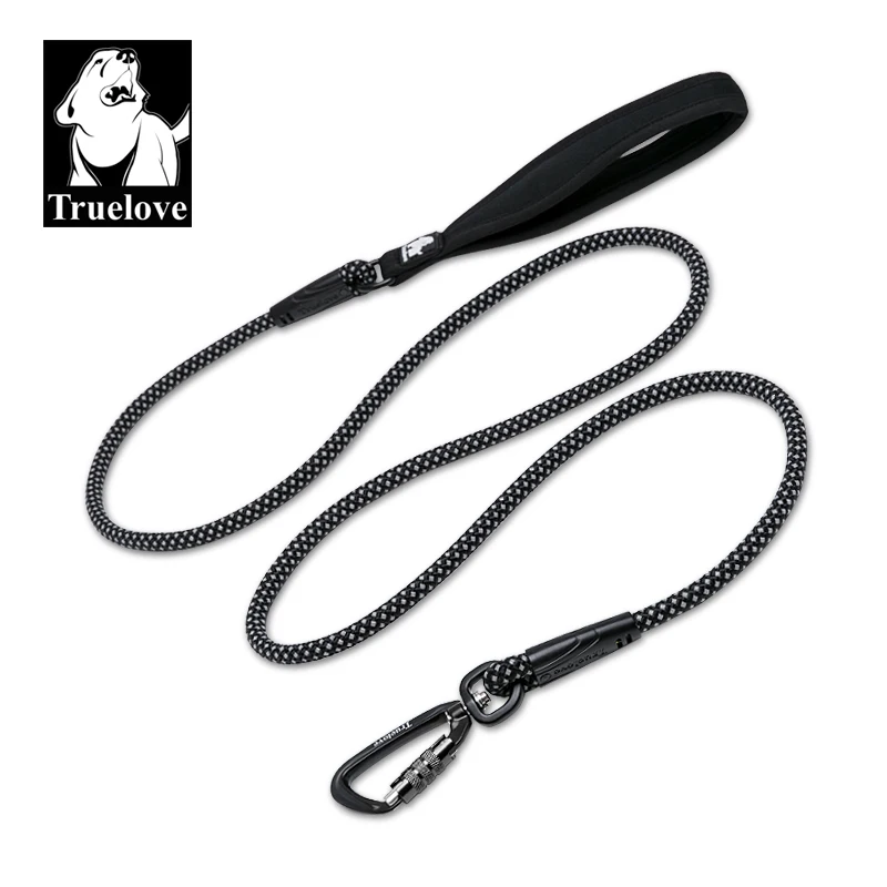 Truelove поводок для больших собак, собачья цепь для маленьких и средних собак, Светоотражающий Поводок для собак, Круглый поводок для скалолазания, llll2571 - Color: Black