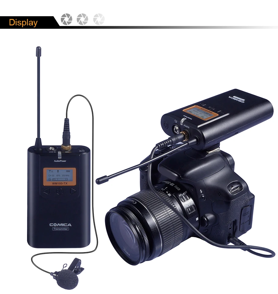 Comica CVM-WM100 UHF 48 каналов беспроводной петличный микрофон Lavalier система Комплект для Canon Nikon DSLR камер и смартфонов и т. Д