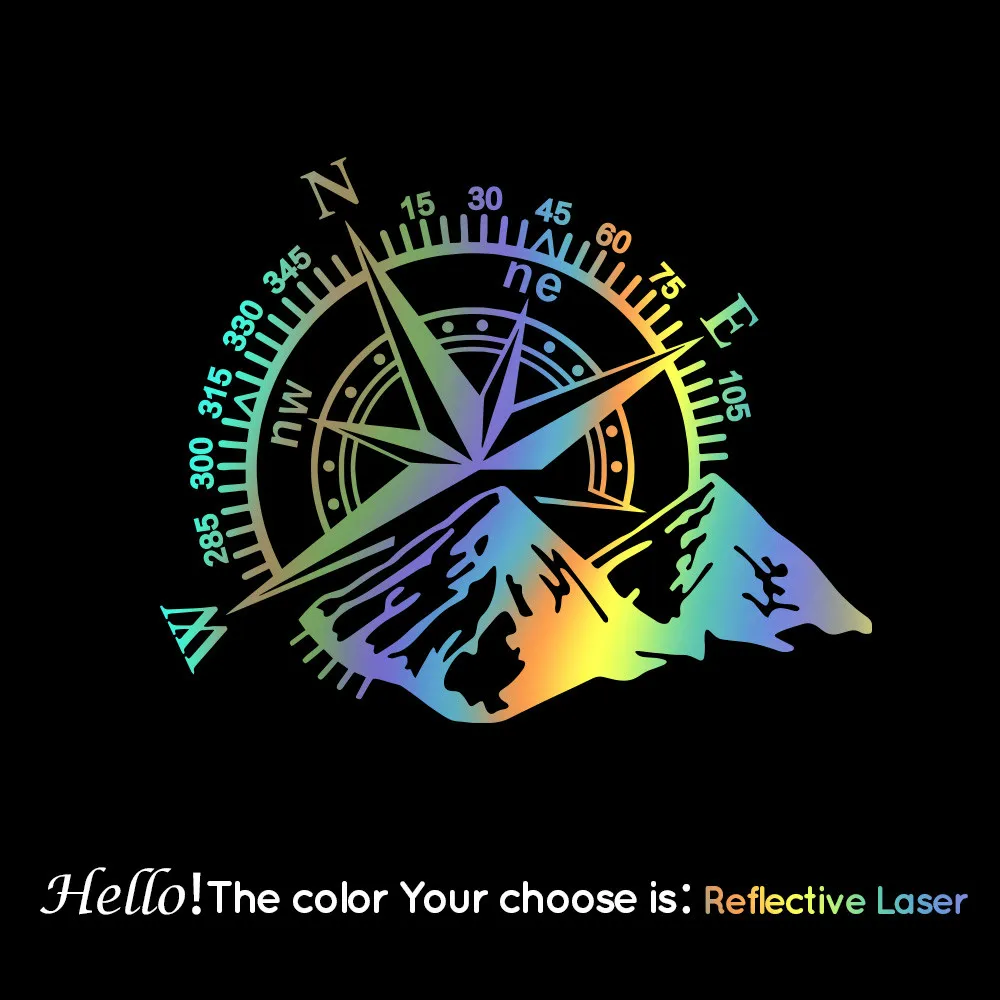 

Reflective Hot Sale Mountain Compass Car Stickers Decal Funny Motorcycle Bumper Window Cover Scratches Accessories PVC15*12cm