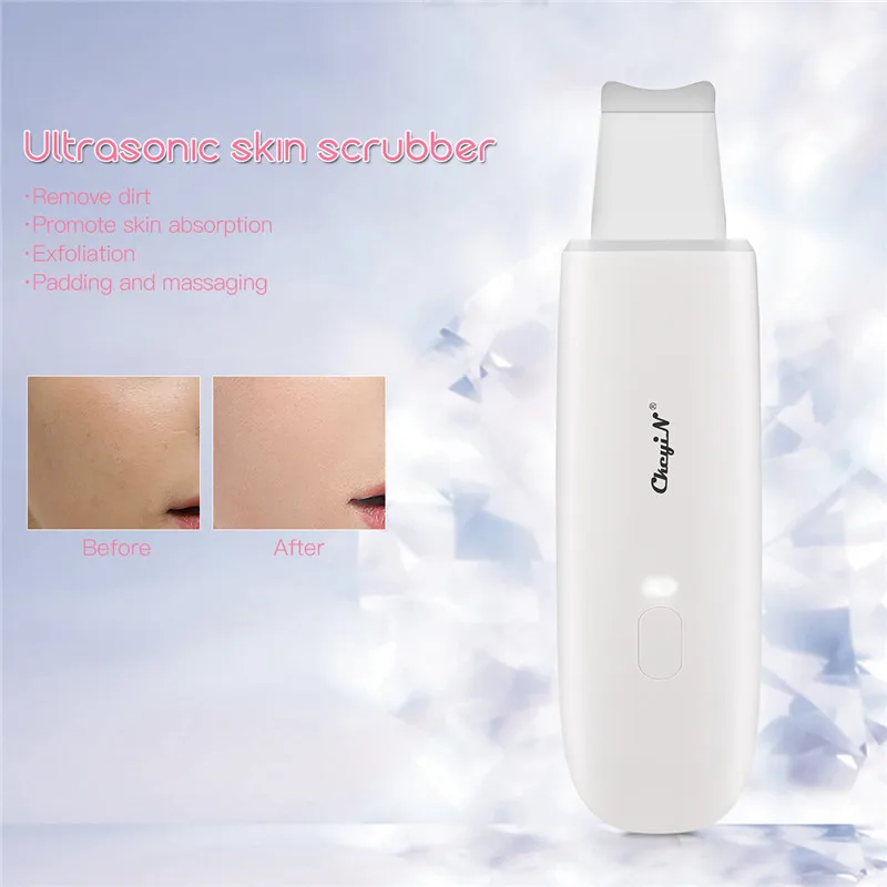  Ultrasonic Skin Scrubber Massager Face Lift Wrinkle Remover Facial Deep Cleaning Spatula Beauty Ins