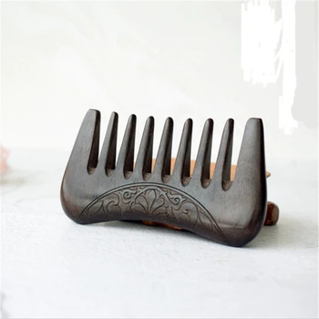 

New Pocket Wooden Comb Natural Gold Sandalwood Super Wide Tooth Wood Combs Double Side Engraved Small Hair Combs 1pc