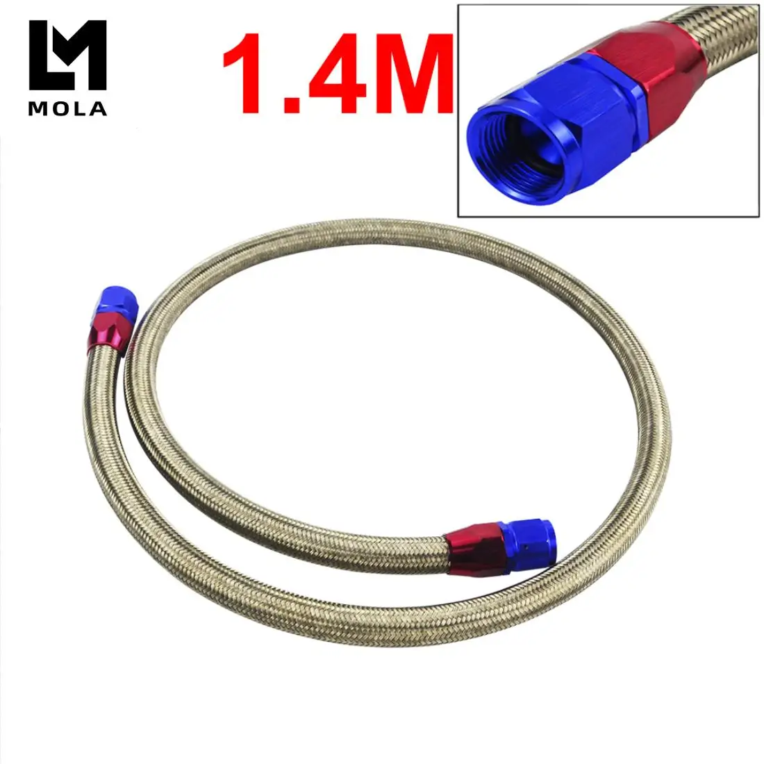 

1.4METER AN10 STAINLESS STEEL BRAIDED Fuel Oil Line + 2PCS AN10 STRAIGHT AN SWIVEL FITTING 3703S