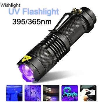 

LED UV Flashlight Ultraviolet Torch with Zoom Function Mini UV Black Light Pet Urine Stains Detector Scorpion Hunting Light